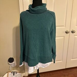 Cherish Teal Cowl Neck Sweater bin1